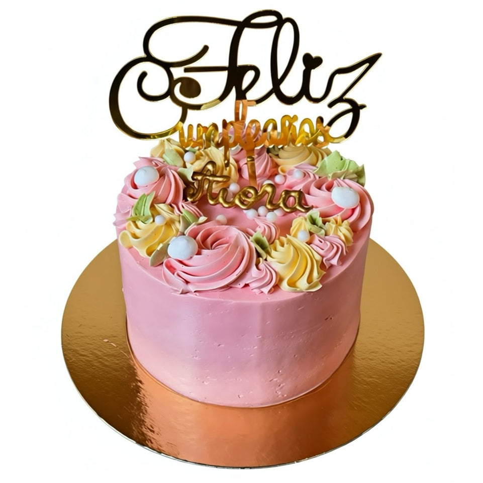 TARTA CUMPLEAÑOS ROSA