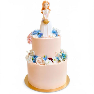 TARTA DE COMUNIÓN CLÁSICA XL CON FLORES