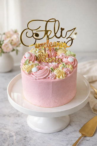 TARTA CUMPLEAÑOS ROSA