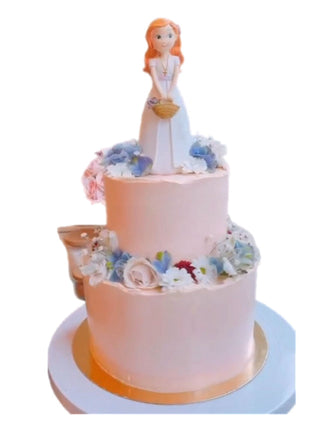 TARTA DE COMUNIÓN CLÁSICA XL CON FLORES