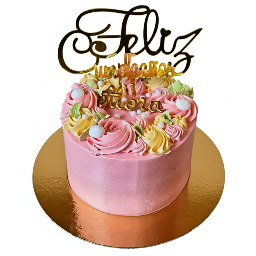TARTA CUMPLEAÑOS ROSA