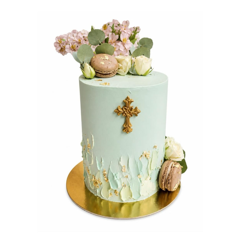 TARTA DE COMUNIÓN CLÁSICA CON MACARONES